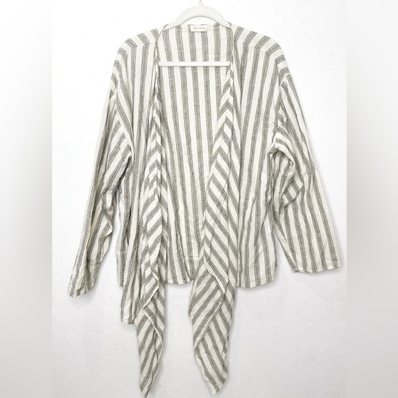 Krista Larson Lagenlook Oversized Long Sleeve Angular Striped Billowy Cardigan - Picture 1 of 6